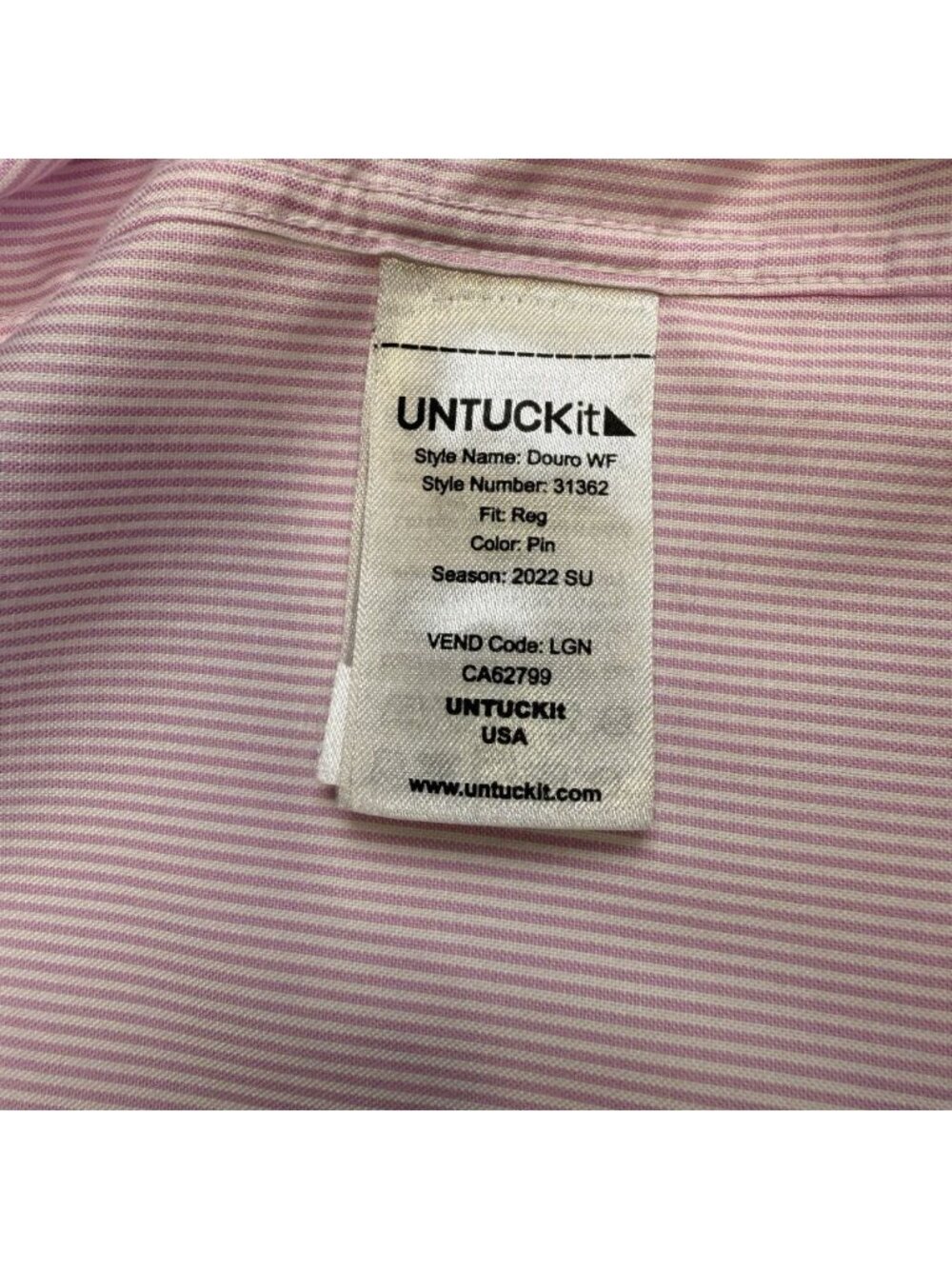 Untuckit Shirt Mens Size XL Pink Striped Flip-Cuff Douro Button Up Wrinkle Free - Picture 12 of 13